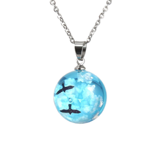 Load image into Gallery viewer, Blue Cloudy Sky Sphere Pendant Necklace Dream Designer necklace Circle charm