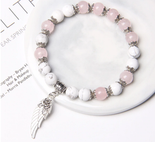 Load image into Gallery viewer, Angel Wing Bracelet Natural Pink Quartz - Self Love & Romance