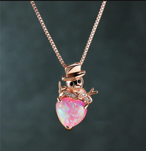 Load image into Gallery viewer, Cute Pink Snowman ainty Necklace Rose Gold Tone