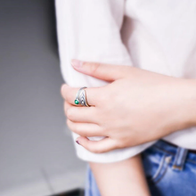 Load image into Gallery viewer, Malachite Stainless steel Resizable ring Perfect Gift For her Peacock Feather Ring