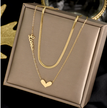 Load image into Gallery viewer, Stainless Steel Heart Love Double Necklace ( Self Love Necklace )