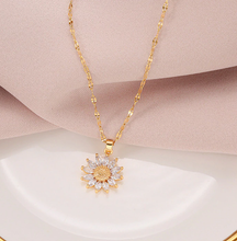 Load image into Gallery viewer, Gorgeous Sunflower Dainty Necklace - gift for her Gold Tone