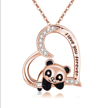 Load image into Gallery viewer, I Love You Necklace Panda - Trendy Heart necklace Rose Gold