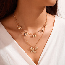 Load image into Gallery viewer, Butterfly Necklace - Trendy Butterfly Choker necklace Gold tone - Gift for her