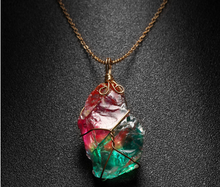 Load image into Gallery viewer, Gold tone Rainbow Quartz Wire wrapped Crystal Necklace