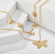 Load image into Gallery viewer, Butterfly Necklace - Trendy Butterfly Choker necklace Gold tone - Gift for her
