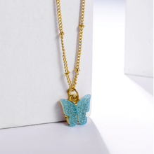 Load image into Gallery viewer, Sterling Silver Blue Opal Stone Butterfly Necklace Trendy necklace , Handmade
