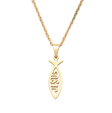 Load image into Gallery viewer, Golden Jesus Pendant necklace Trending Necklace , Gold plated charm,