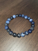 Load image into Gallery viewer, Blue Soladite harmony, and intuition that helps open the throat chakra 8mm