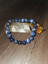 Load image into Gallery viewer, Blue Soladite harmony, and intuition that helps open the throat chakra 8mm