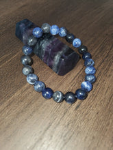 Load image into Gallery viewer, Blue Soladite harmony, and intuition that helps open the throat chakra 8mm