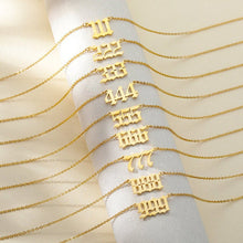 Load image into Gallery viewer, 777 Angel Number Necklace, Old English 925 Sterling Silver Healing Numbers Necklace,