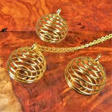 Load image into Gallery viewer, Cage Necklace - Flexible Gemstone Coil Pendant - Gold Jewelry Parts - Fill with Crystals