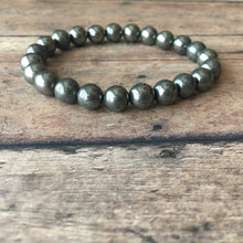 Load image into Gallery viewer, Pyrite Bracelet 8mm Genuine and natural pyrite bracelet For Money & Good Luck