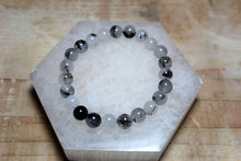 Load image into Gallery viewer, Tourmalinated Quartz Bracelet  8mm Energy Shielding Spiritual Stone