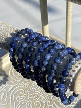 Load image into Gallery viewer, Blue Soladite harmony, and intuition that helps open the throat chakra 8mm