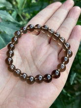 Load image into Gallery viewer, Smoky Quartz Crystal Bead Bracelet 8mm, Genuine Gemstone Bracelet, Protection Relieves Stress Anxiety