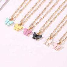 Load image into Gallery viewer, Different Colors Butterfly Necklace - Trendy Butterfly necklace GOLD tone -