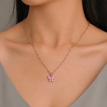 Load image into Gallery viewer, Different Colors Butterfly Necklace - Trendy Butterfly necklace GOLD tone -