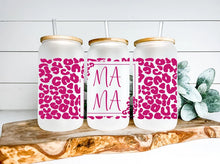 Load image into Gallery viewer, Mama Print Leopard Iced Coffee Cup Glass - Trendy Glass Jar - Mom's Gifts