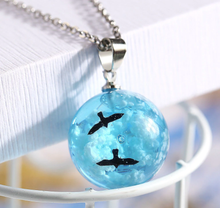 Load image into Gallery viewer, Blue Cloudy Sky Sphere Pendant Necklace Dream Designer necklace Circle charm