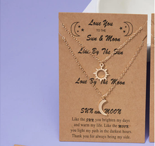 Load image into Gallery viewer, Sun and Moon necklace Best Friend Necklace , Silver tone plated charm, Sun Moon soulmate,