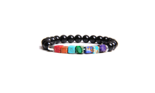 Load image into Gallery viewer, Black Onix Bracelet 7 Chakras beaded Bracelet 8mm