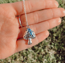 Load image into Gallery viewer, Mushroom Necklace for Women, Boho Jewelry for Gift, Silver Mushroom Pendant, Hippie