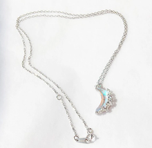 Load image into Gallery viewer, Moon Pendant necklace, 18mm Silver plated pewter charm, Gorgeous Shinny MOON Necklace