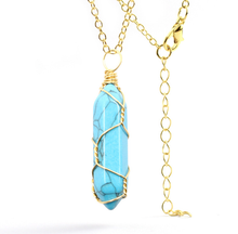 Load image into Gallery viewer, Crystal Necklace GOLD Wrapped Turquoise Healing Crystal Point Necklace