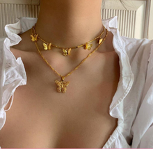 Load image into Gallery viewer, Butterfly Necklace - Trendy Butterfly Choker necklace Gold tone - Gift for her