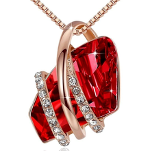Load image into Gallery viewer, I Love You Necklace - Trendy Red Rhinestone necklace Gold tone