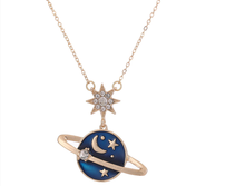 Load image into Gallery viewer, dainty planet choker or necklace / Saturn necklace / ufo necklace /