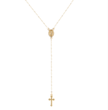 Load image into Gallery viewer, Rosary Necklace, Gold Rosary Necklaces ,Catholic Jewelry Plain Cross