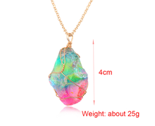 Load image into Gallery viewer, Gold tone Rainbow Quartz Wire wrapped Crystal Necklace