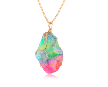 Load image into Gallery viewer, Gold tone Rainbow Quartz Wire wrapped Crystal Necklace