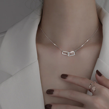 Load image into Gallery viewer, Trendy Square Necklace -Silver tone Rectangles