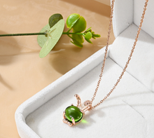 Load image into Gallery viewer, Jade Natural Bunny Necklace Gold Tone Necklace- Good Luck•Fortune (Powerful Necklace)