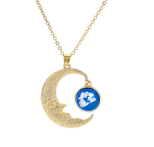 Load image into Gallery viewer, Moon Star Pendant Necklace - Trendy Moon necklace Gold tone -