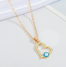 Load image into Gallery viewer, Evil Eye Necklace Blue Evil Eye Blue Eye Necklace Evil Eye Heart pendant