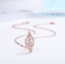 Load image into Gallery viewer, Crystal Necklace Sterling Silver Leaf Fashion Crystal Necklace Gold tone Handmade