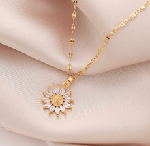 Load image into Gallery viewer, Gorgeous Sunflower Dainty Necklace - gift for her Gold Tone