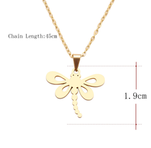 Load image into Gallery viewer, Dragonfly Pendant Necklace - Trendy Dragonfly necklace Gold tone