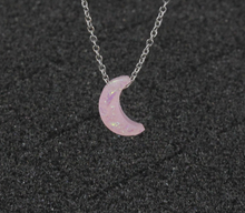 Load image into Gallery viewer, Crystal Necklace Silver tone, Moon Necklace Rose Moon Pink Moon