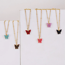 Load image into Gallery viewer, Butterfly Black Necklace - Trendy Butterfly necklace Gold tone