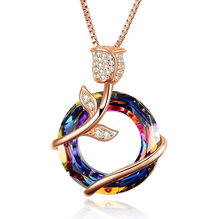 Load image into Gallery viewer, Rose Pendant necklace, Colorful necklace Rose Flower Necklace,