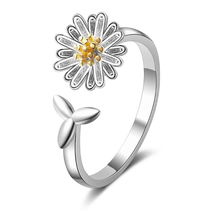 Load image into Gallery viewer, Adjustable Open Flower Ring High Quality 925 Stamped Sterling Silver Sunflower
