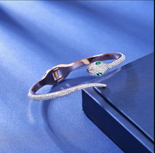 Load image into Gallery viewer, Trendy Full Zircon Snake Bracelet Gold Open High-End Bangle
