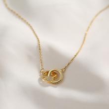 Load image into Gallery viewer, Dainty Double Circle Necklace, Mixed Stainless steel , Infinity Necklace,