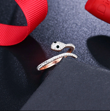 Load image into Gallery viewer, Rose Gold Snake Ring, Snake Serpent Band, Adjustable Snakes